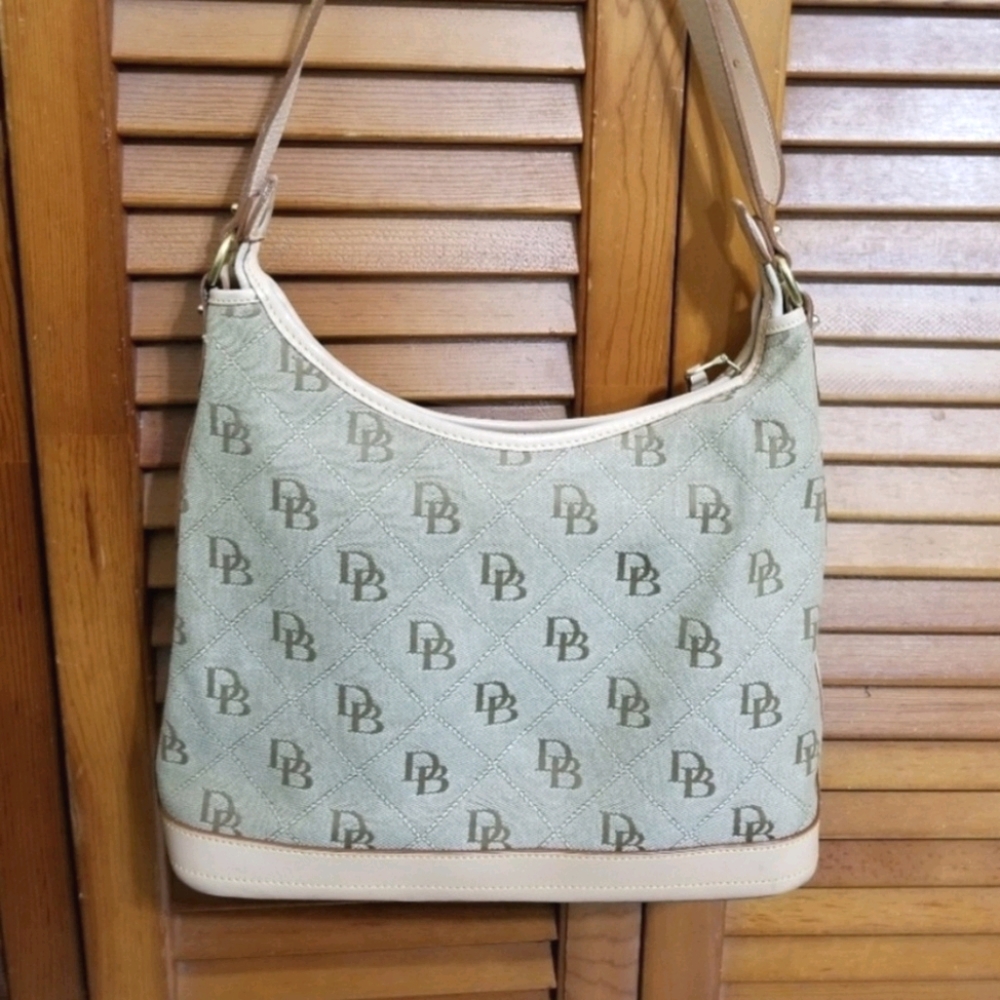 Vintage Dooney & Bourke - Leather & Canvas Hobo Bag